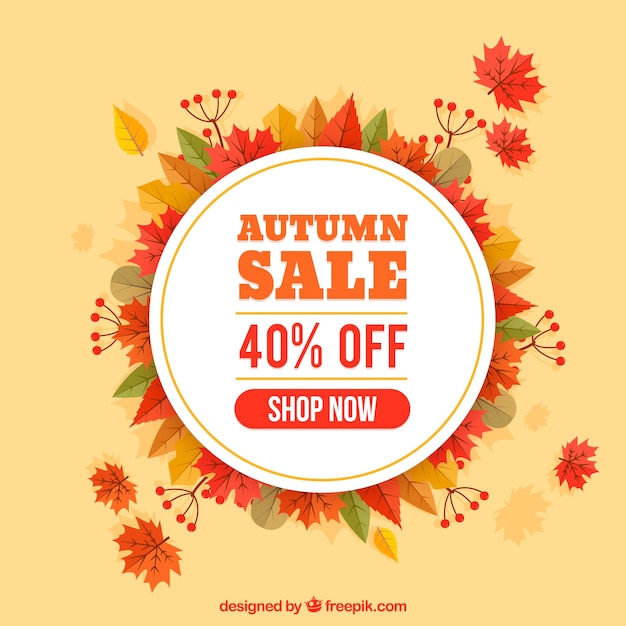 Autumn sale background with leaves