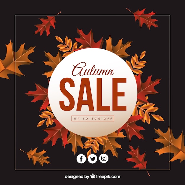 Free vector autumn sale background with leaves