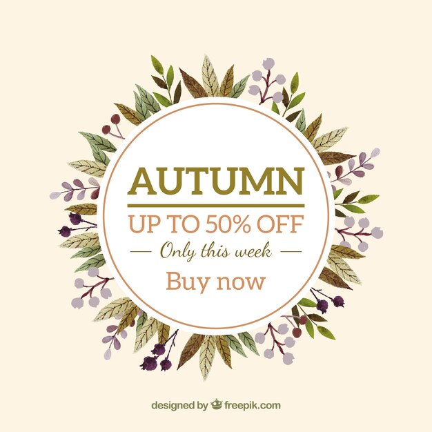 Autumn sale background with leaves