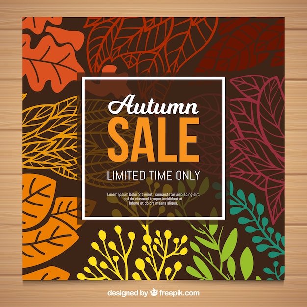 Autumn sale background with leaves