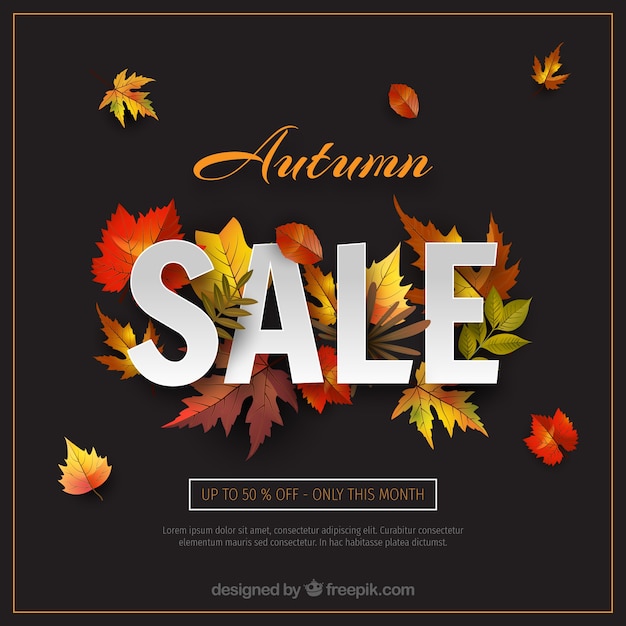 Free vector autumn sale background with realistic leaves