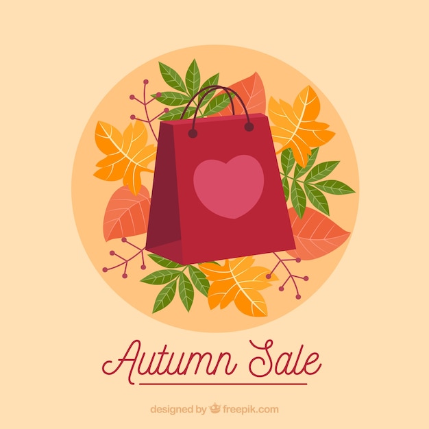 Autumn sale background with shopping bag