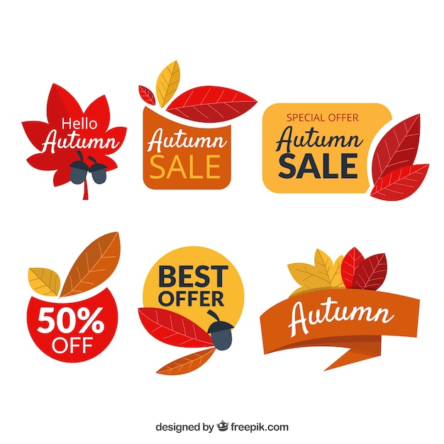 Free vector autumn sale badges collection in flat style