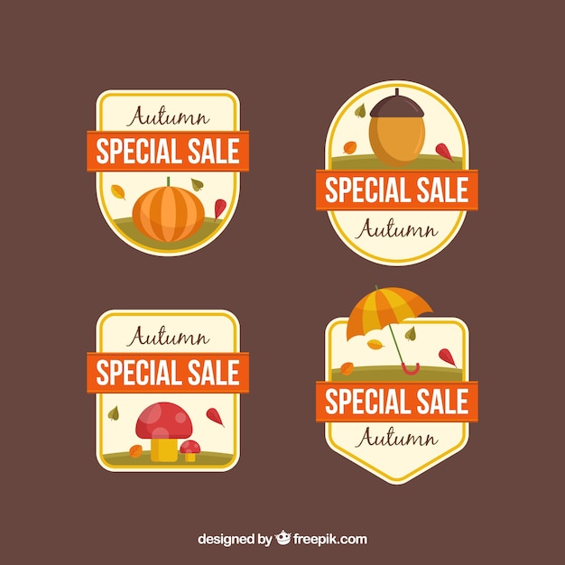 Autumn sale badges collection in flat style