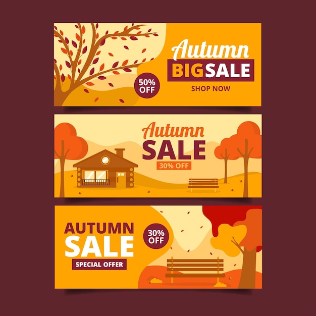 Collezione di banner autunno vendita