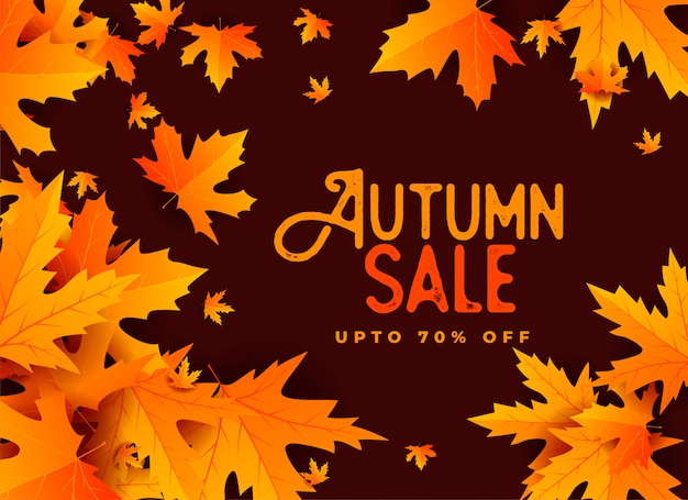 Autumn sale banner design with leaves