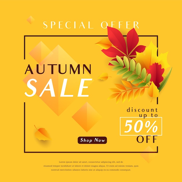 Free vector autumn sale banner template with falling leaves