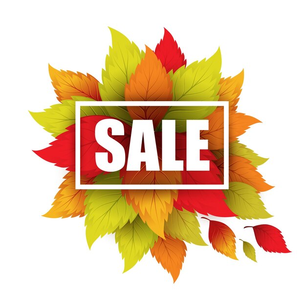 Autumn sale banner with fallen leaves