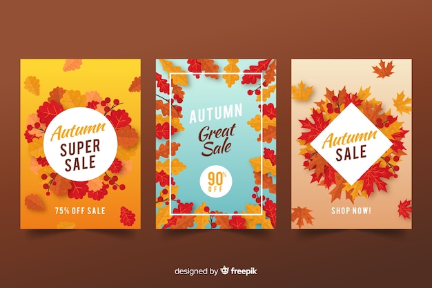 Vettore gratuito design piatto di vendita autunno banner