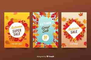 Free vector autumn sale banners flat design