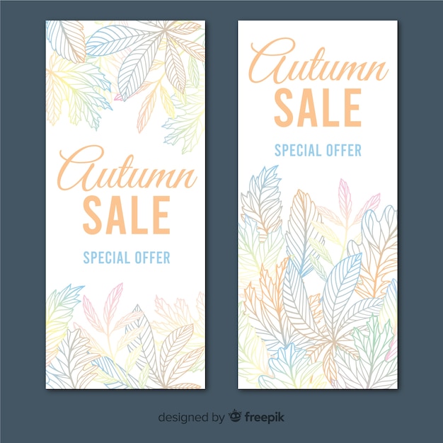 Autumn sale banners hand drawn design