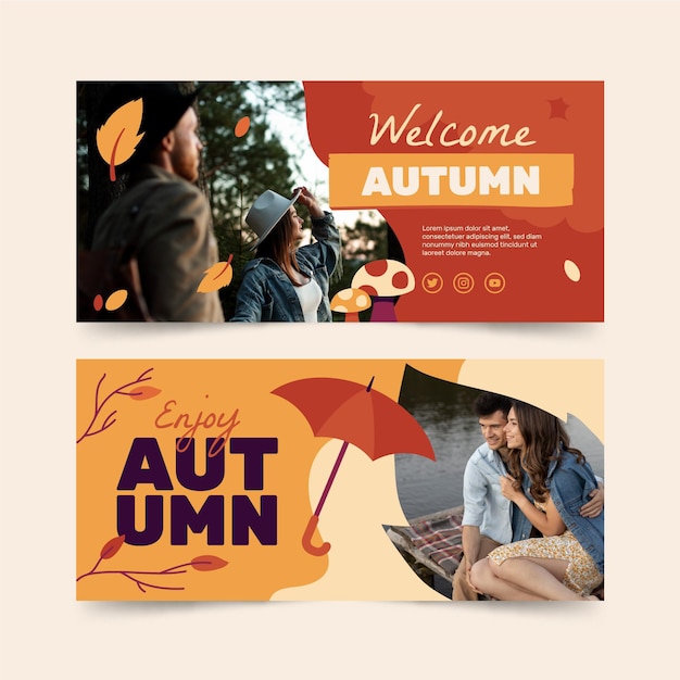 Free vector autumn sale banners set with photo