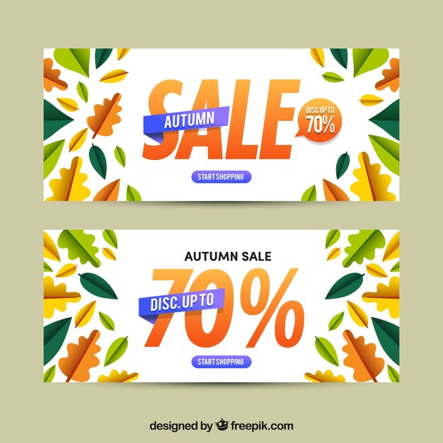 Autumn sale banners with colorful leaves