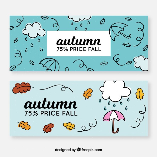 Autumn sale banners with leaves