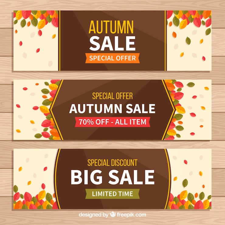 Free Vector autumn sale banners with leaves