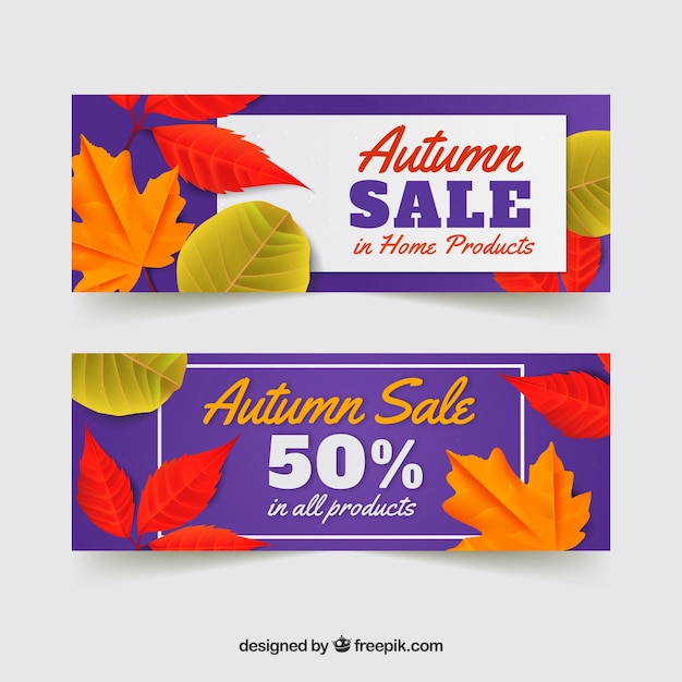 Free vector autumn sale banners