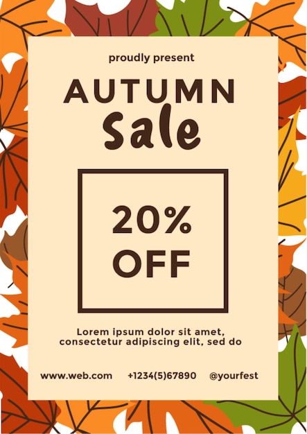 Free vector autumn sale brochure design flat vector