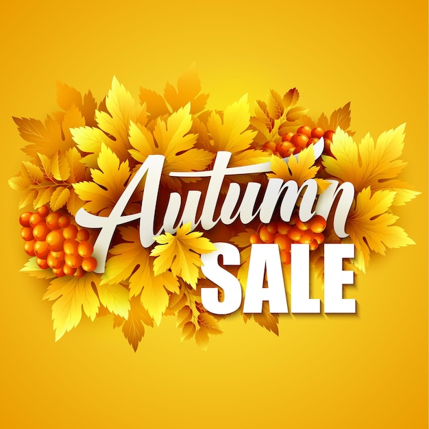 Autumn sale card with leaves