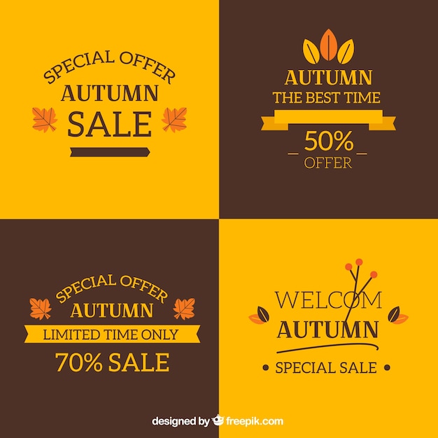 Free vector autumn sale cards in flat style