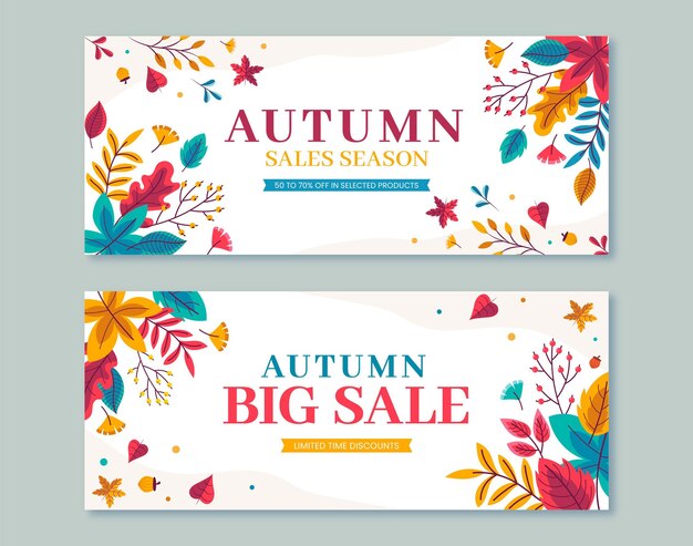 Autumn sale horizontal banners set