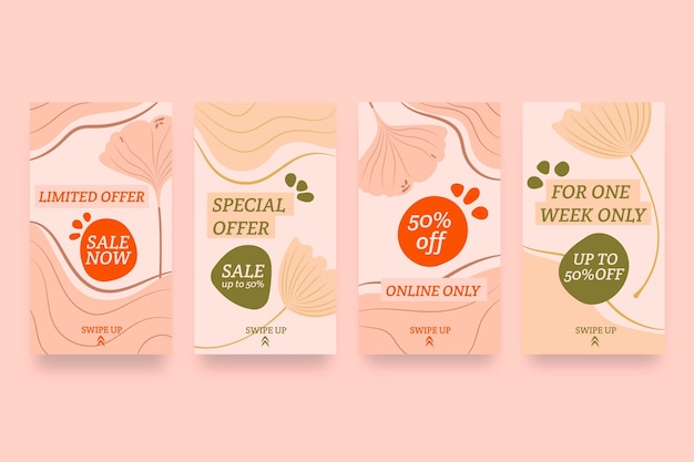 Free vector autumn sale instagram stories collection