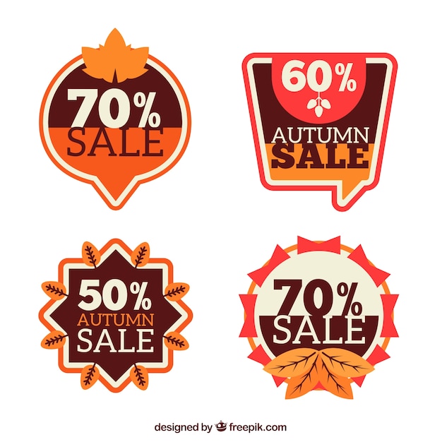 Free vector autumn sale retro stickers pack