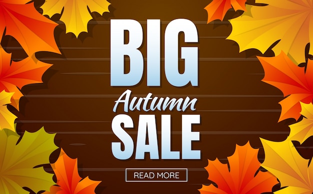 Autumn sale template banner vector background