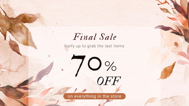 Free vector autumn sale watercolor template vector fashion ad banner