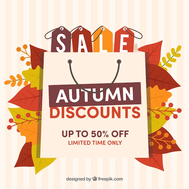 Free vector autumn sale with shopping bag and labels