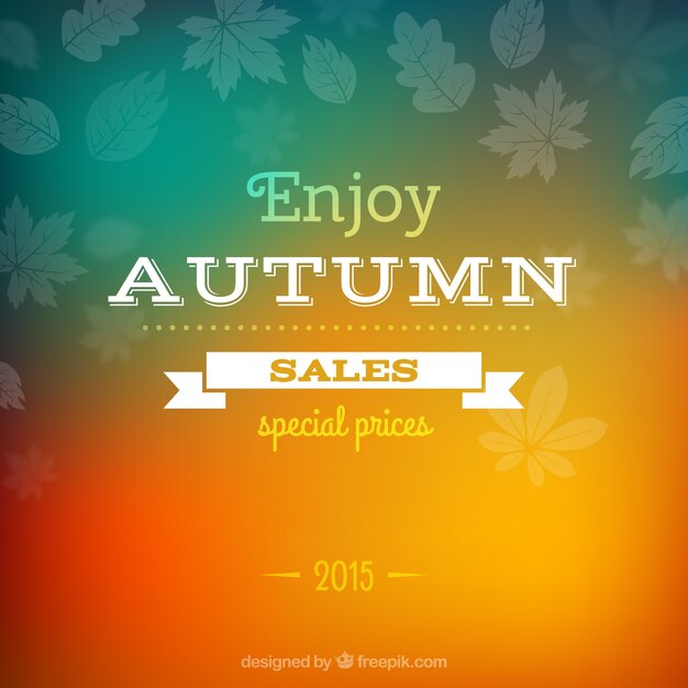 Autumn sales background in blurry style