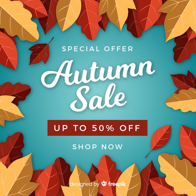 Free vector autumn sales background in flat style