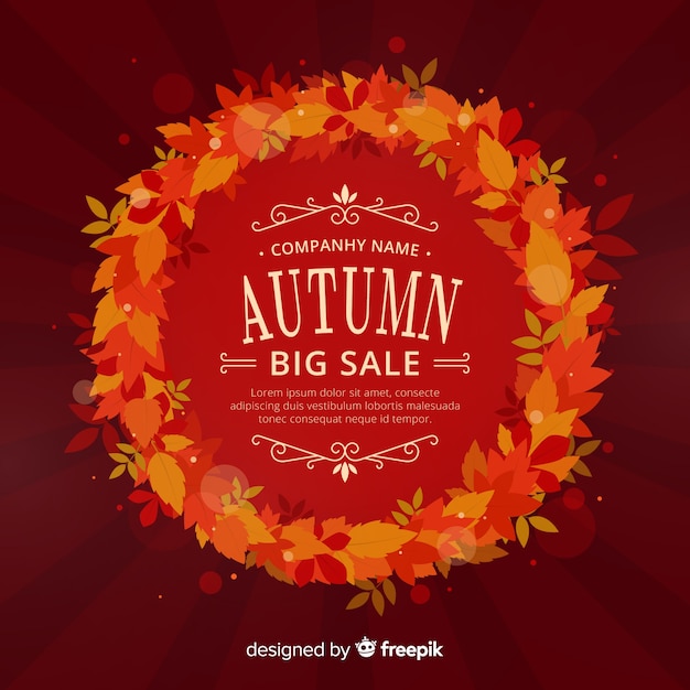 Autumn sales background flat style