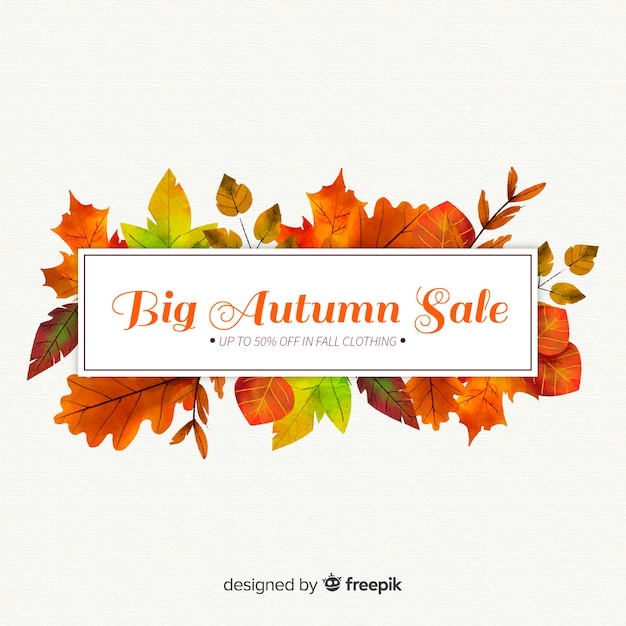 Autumn sales background watercolor design