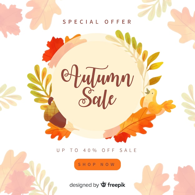 Autumn sales background watercolor design