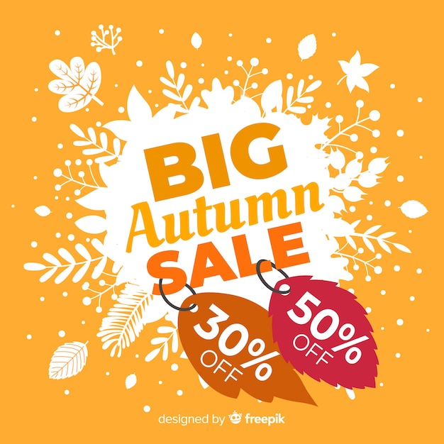 Autumn sales background with colorful leaves