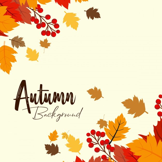 明るい背景ベクトルと秋のシーズンのデザイン