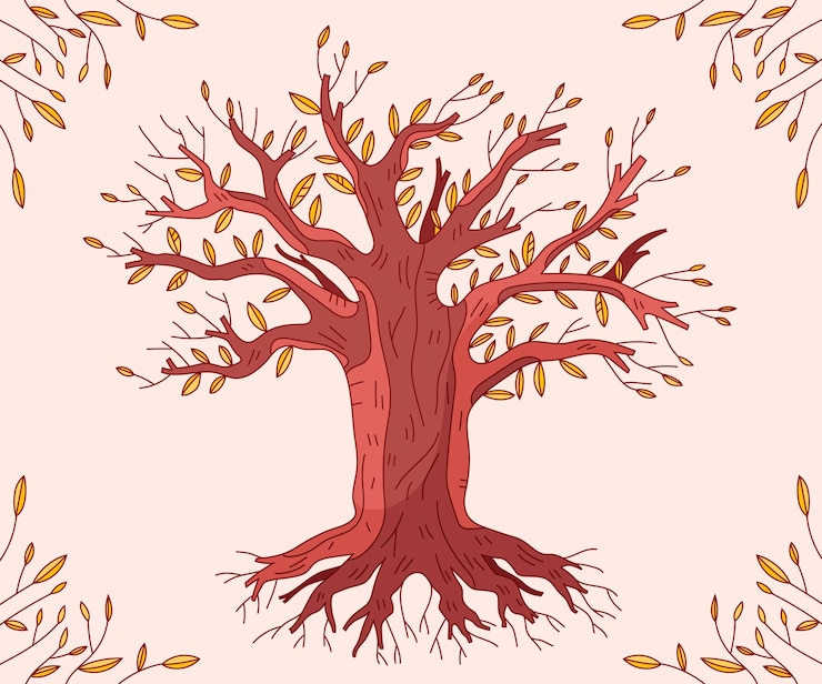 Free Vector autumn season hand drawn tree life