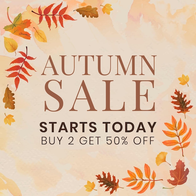 Free vector autumn sell template vector for social media post