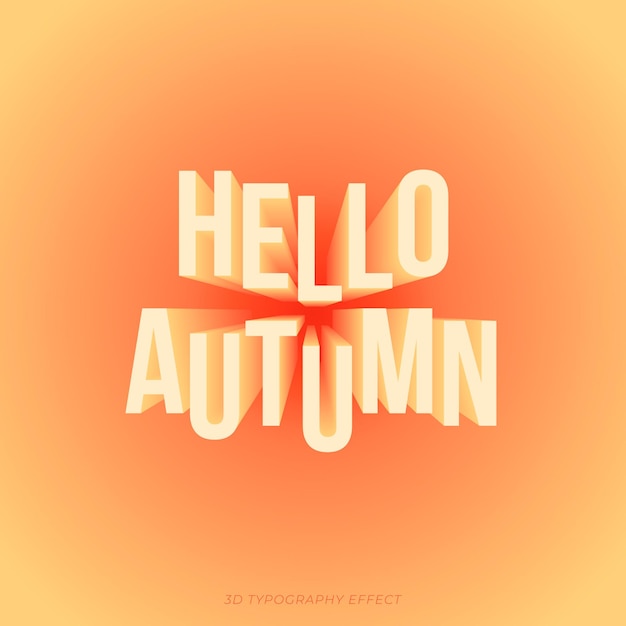 Free vector autumn text in 3d effect typographic with warm colors