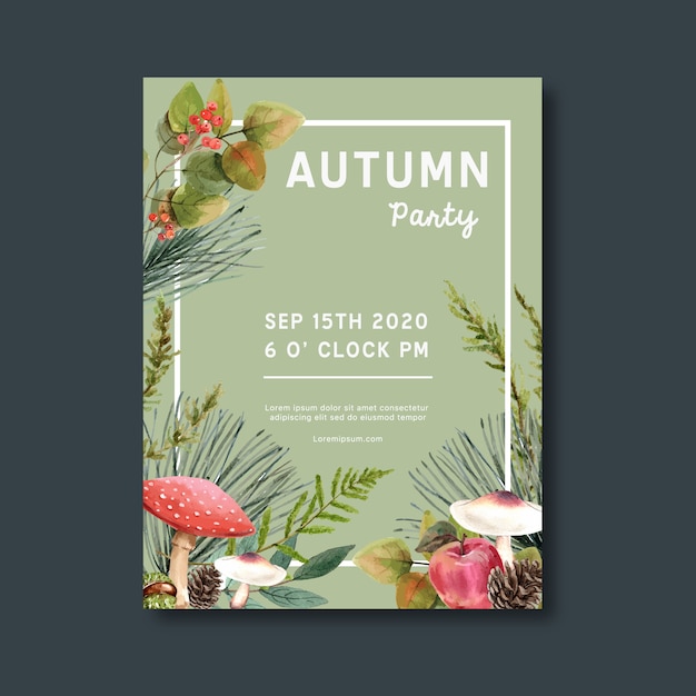 Free vector autumn themed poster with plants