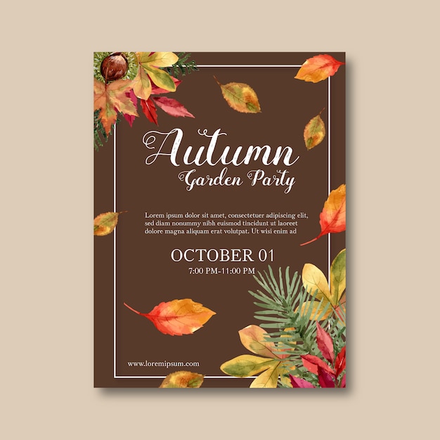 Free vector autumn themed poster with plants