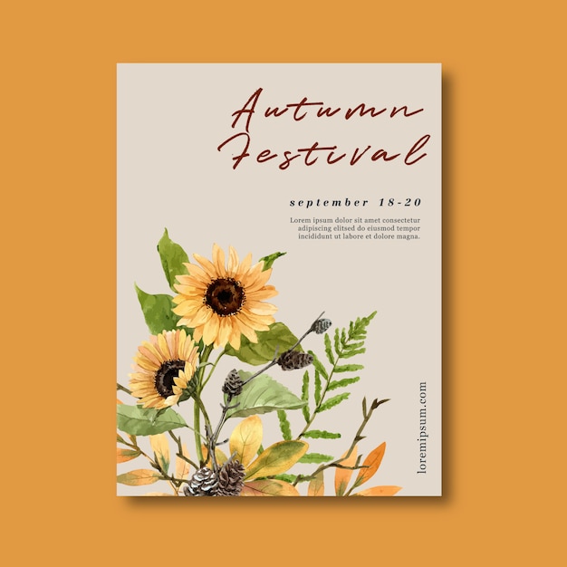 Free vector autumn themed poster with plants