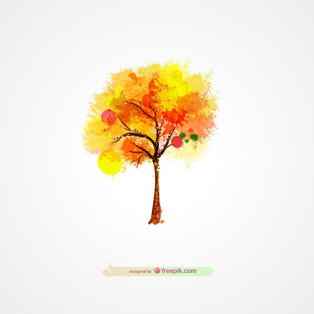 дизайн Осенью дерево брызги