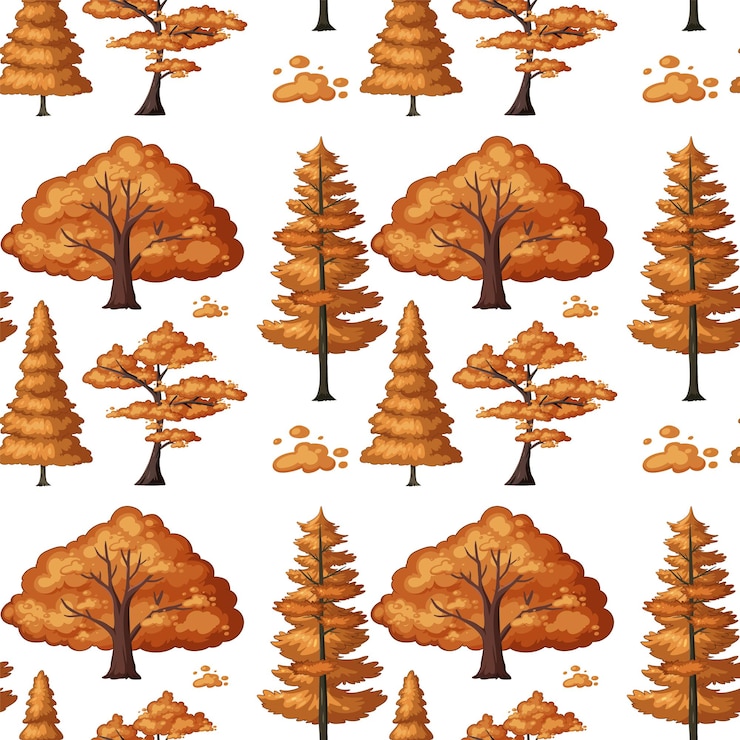 Free Vector autumn trees seamless pattern