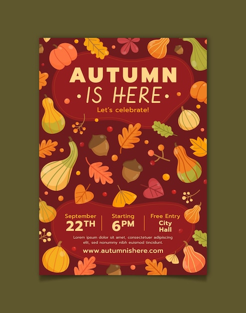 Free vector autumn vertical flyer template