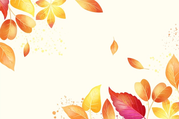 Autumn watercolor background with leaves