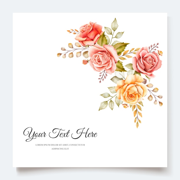 秋の水彩画の花の招待カード