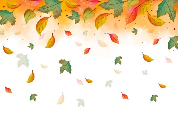 Autumn watercolor leaves falling