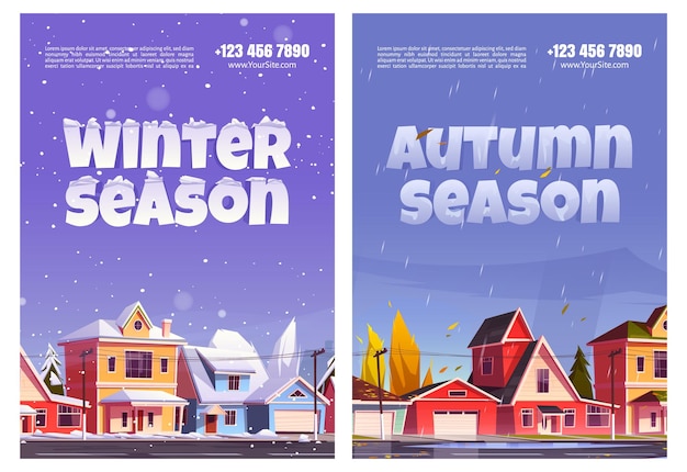 Autumn and winter seasons flyers.