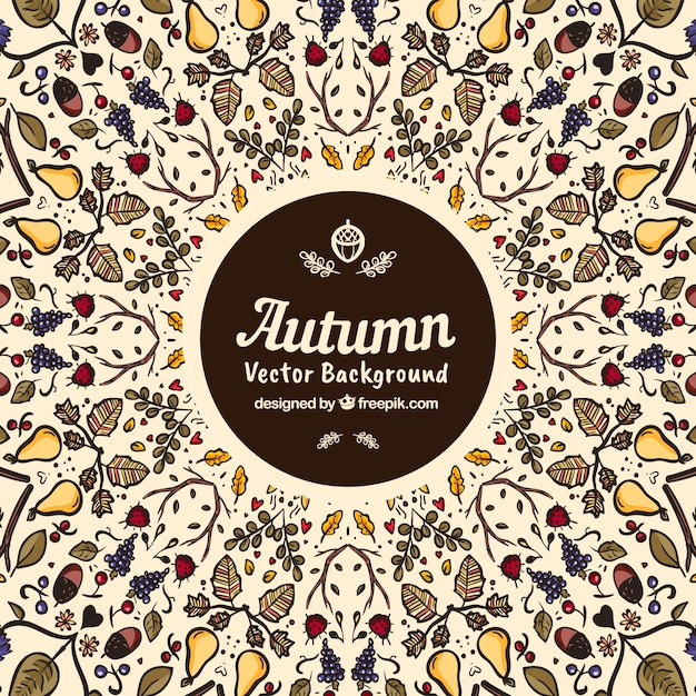 Autumnal background with hand drawn pattern